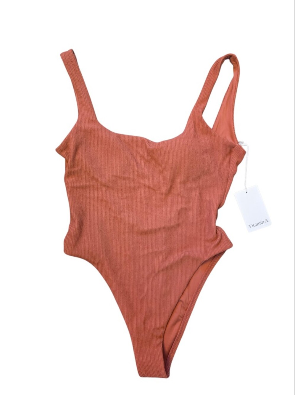 Vitamin A Rust Ribbed One-Piece Swimsuit - Picture 1 of 5